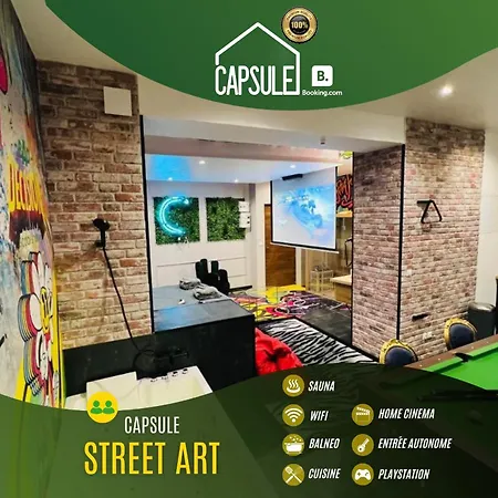 Capsule Street Art - Sauna- Jacuzzi - Playstation 5 - Billard - Netflix - Cinema - Terrasse